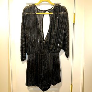 PARKER, worn twice sequin Black Romper. Perfect for the holidays!